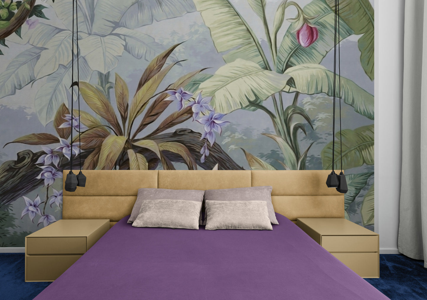 Tropisches Wandbild, Bananenblätter-Tapete, selbstklebendes botanisches Wandbild, Pflanzentapete zum Abziehen und Aufkleben, temporäres Wandbild mit grünen Pflanzen, Akzenttapete