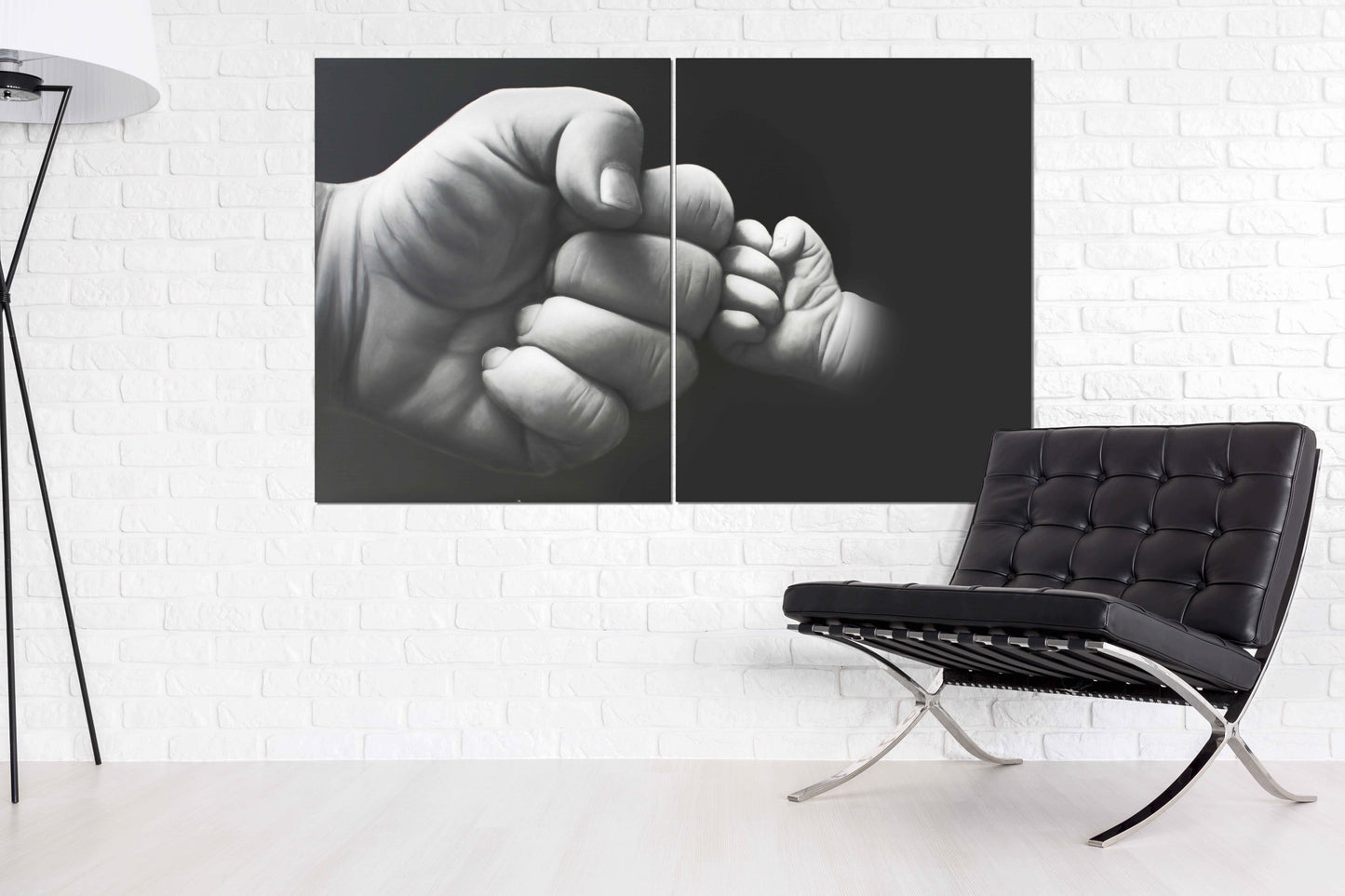 Moderne Wandkunst, Leinwandgemälde, Schwarz-Weiß-Kunst, Arm-Hand-Wandkunst, mehrteilige Wandkunst, 3-teilige Wandkunst, Wandkunst fürs Babyzimmer