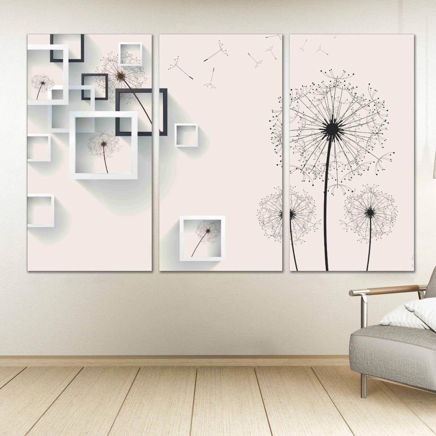 Pastell Wandkunst geometrische Wandkunst Pusteblumen Wandkunst Blumen Wandkunst Gemälde auf Leinwand, Wohnwanddekoration, Leinwandgemälde Wohnzimmerkunst