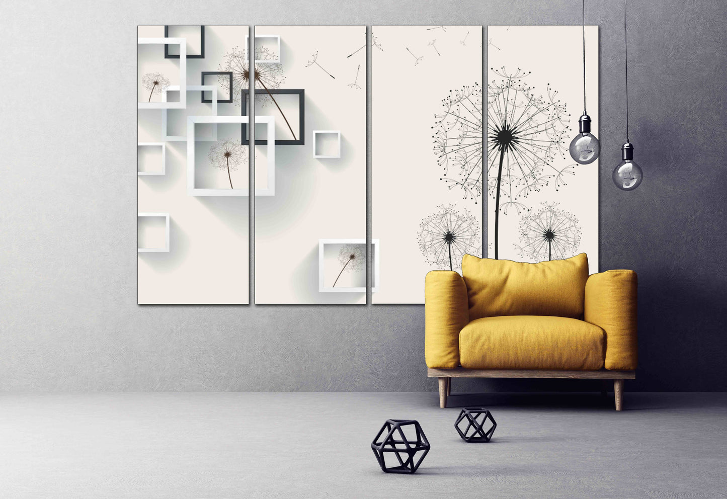 Pastell Wandkunst geometrische Wandkunst Pusteblumen Wandkunst Blumen Wandkunst Gemälde auf Leinwand, Wohnwanddekoration, Leinwandgemälde Wohnzimmerkunst