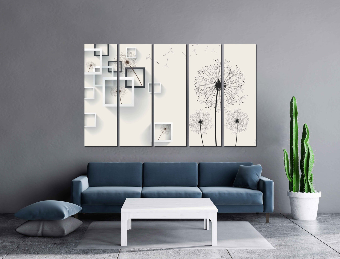 Pastell Wandkunst geometrische Wandkunst Pusteblumen Wandkunst Blumen Wandkunst Gemälde auf Leinwand, Wohnwanddekoration, Leinwandgemälde Wohnzimmerkunst