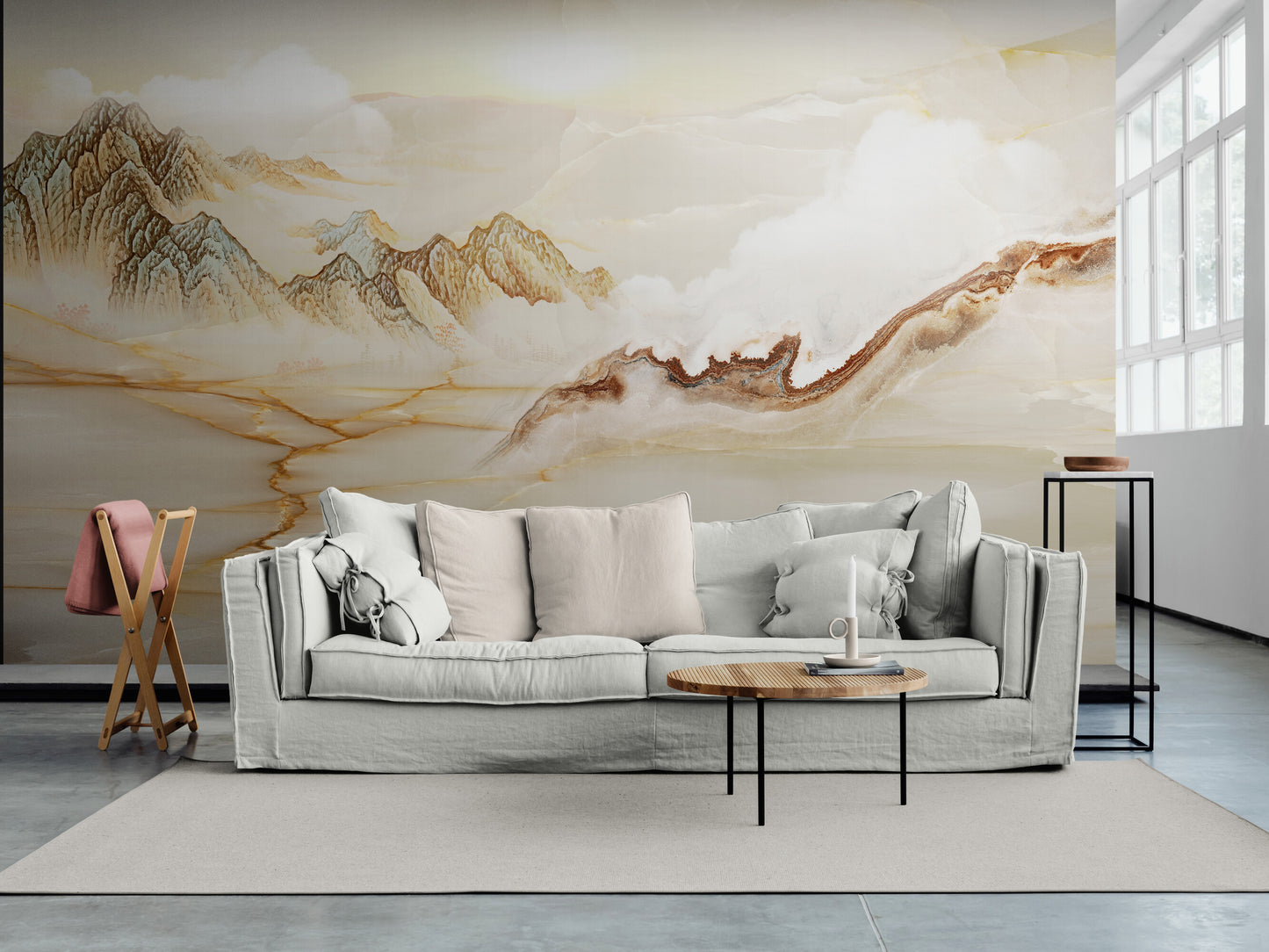 Abstrakte extra große Tapete, selbstklebendes neutrales Wandbild, abnehmbare Akzenttapete, Wandbild für Wohnzimmer