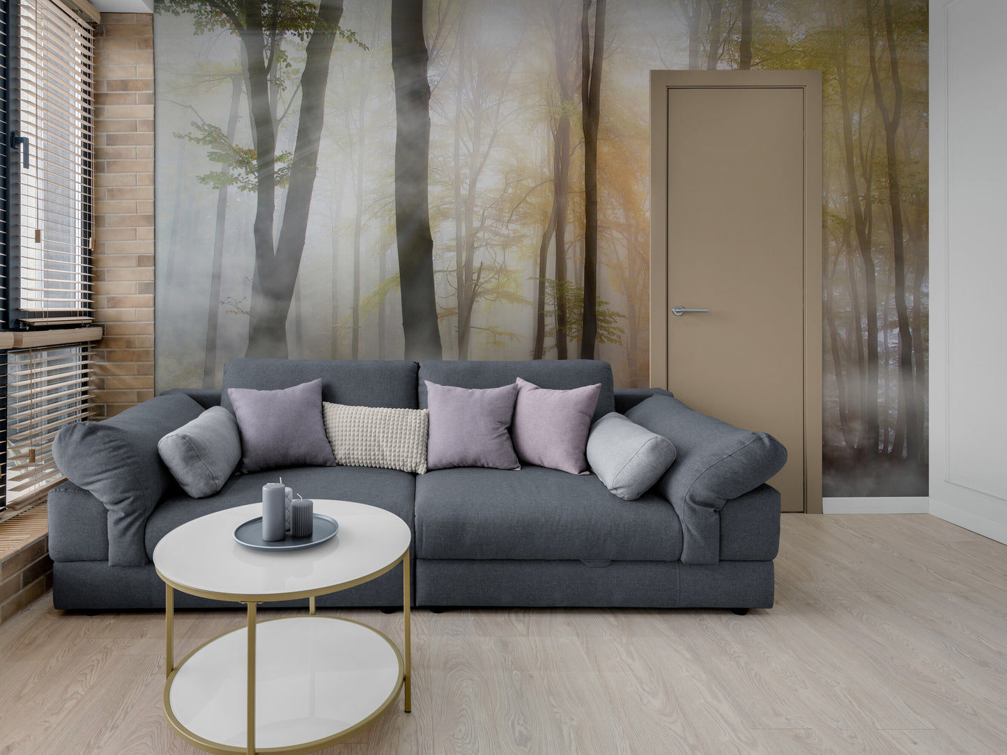 Abziehbare und klebende Tapete mit Waldbild, extra großes Naturwandbild, selbstklebendes botanisches Tapetenwandbild