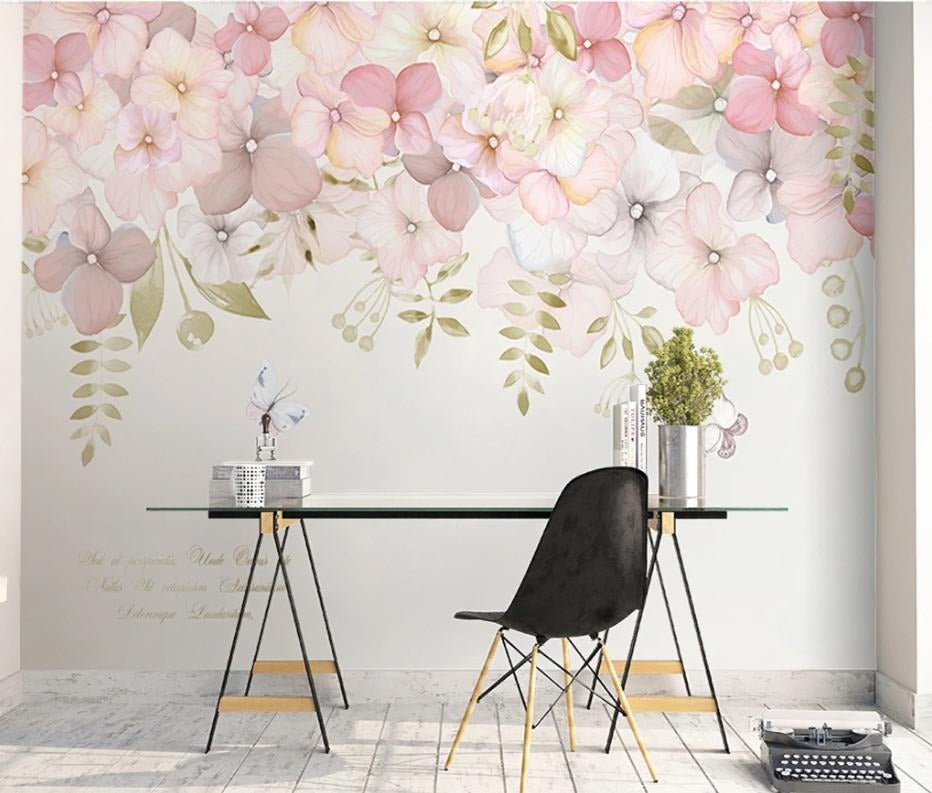 Fototapete mit kleinen rosa Blüten „Blütenhauch in Rosé“