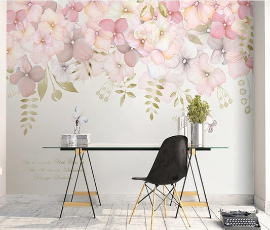 Fototapete mit kleinen rosa Blüten „Blütenhauch in Rosé“