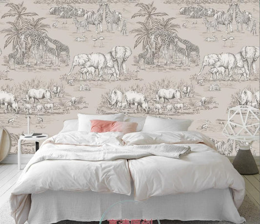 Selbstklebende Fototapete mit Tiermotiven für das Kinderzimmer „Safari“