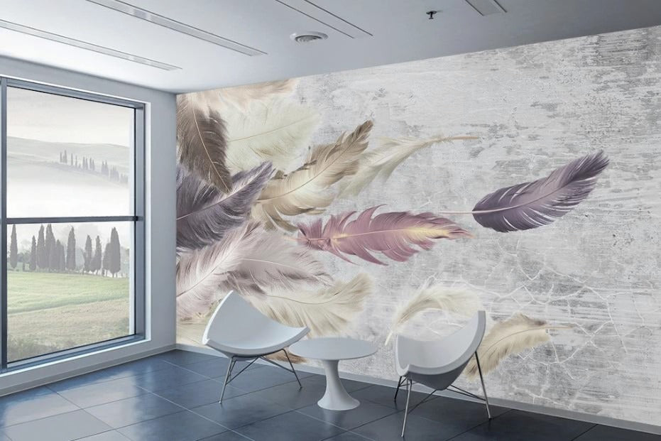 Bunte Fototapete mit Federmotiv für Ihr Zuhause „Farben des Windes“