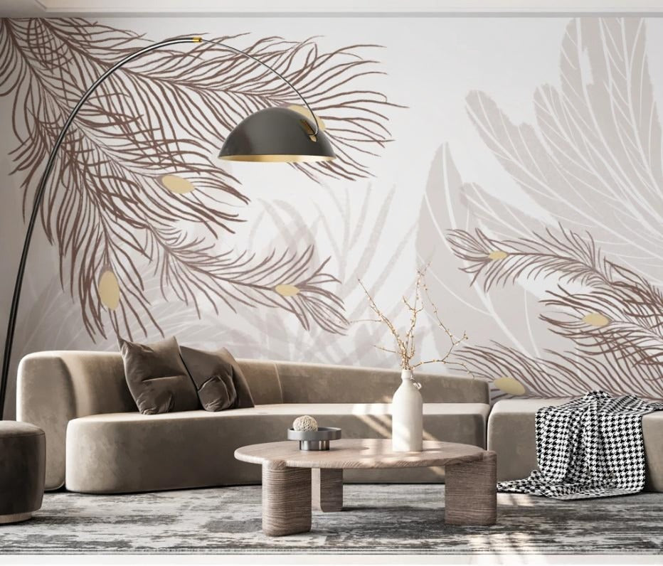 Abstrakte, neutrale Fototapete mit Federn „Federhauch“