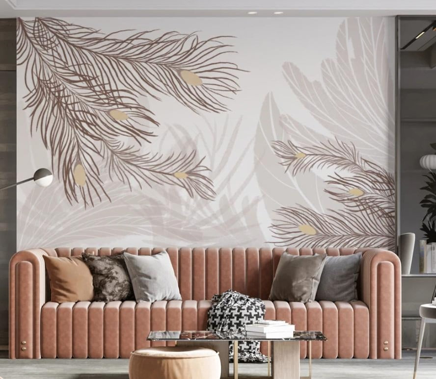 Abstrakte, neutrale Fototapete mit Federn „Federhauch“