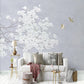 Helle Fototapete mit Magnolienblüten, Fototapete mit blühendem Zweig „Magnolien im Morgenlicht“