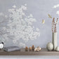 Helle Fototapete mit Magnolienblüten, Fototapete mit blühendem Zweig „Magnolien im Morgenlicht“