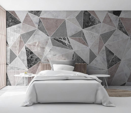 Moderne, neutrale Fototapete mit geometrischem Muster „Dreiecke“
