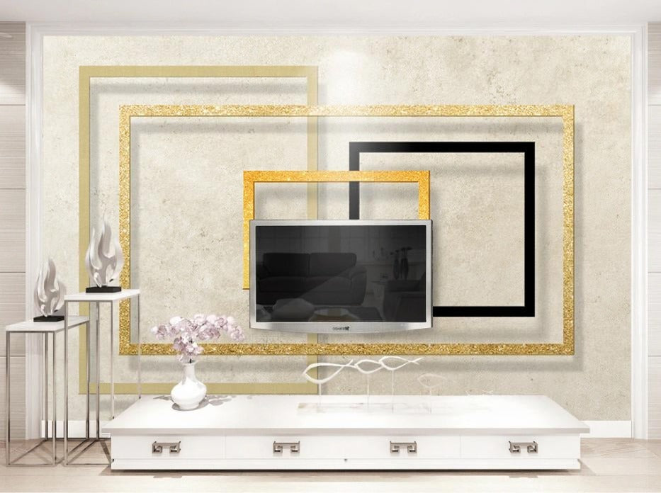 3D-Fototapete mit geometrischem Reliefmuster und Quadraten „Quadratische Harmonie“
