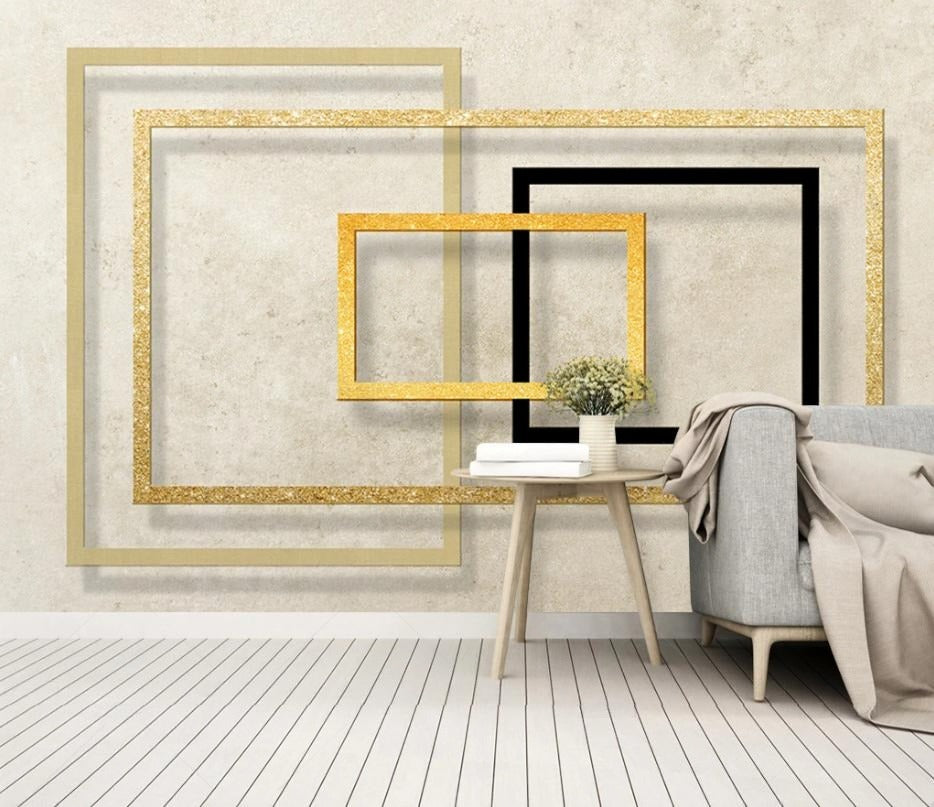 3D-Fototapete mit geometrischem Reliefmuster und Quadraten „Quadratische Harmonie“