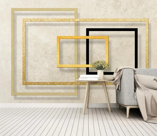 3D-Fototapete mit geometrischem Reliefmuster und Quadraten „Quadratische Harmonie“