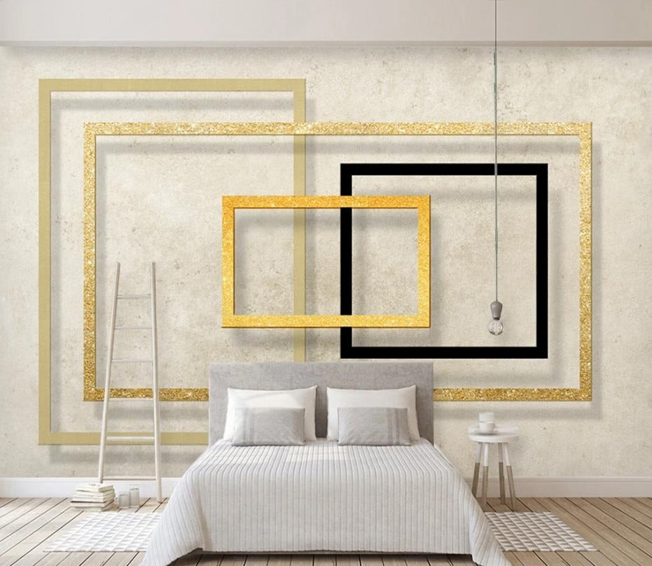 3D-Fototapete mit geometrischem Reliefmuster und Quadraten „Quadratische Harmonie“