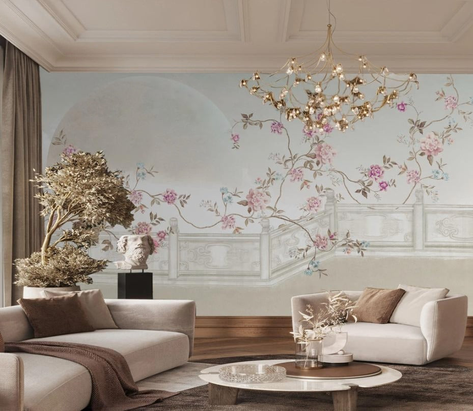 Moderne Fototapete mit Blumen, für das Interieur „Blütenpoesie“
