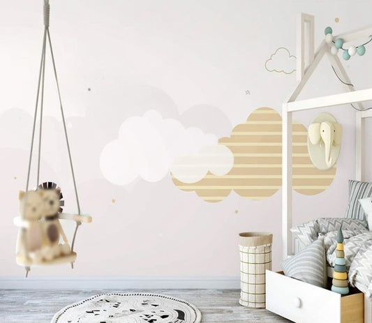 Fototapete mit Wolken in Pastellfarben fürs Kinderzimmer „Wolkenzauber“