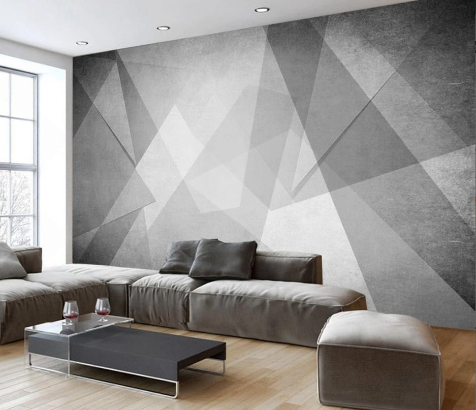 Fototapete in Grautönen mit abstraktem geometrischem Muster „Graue Formenpoesie“