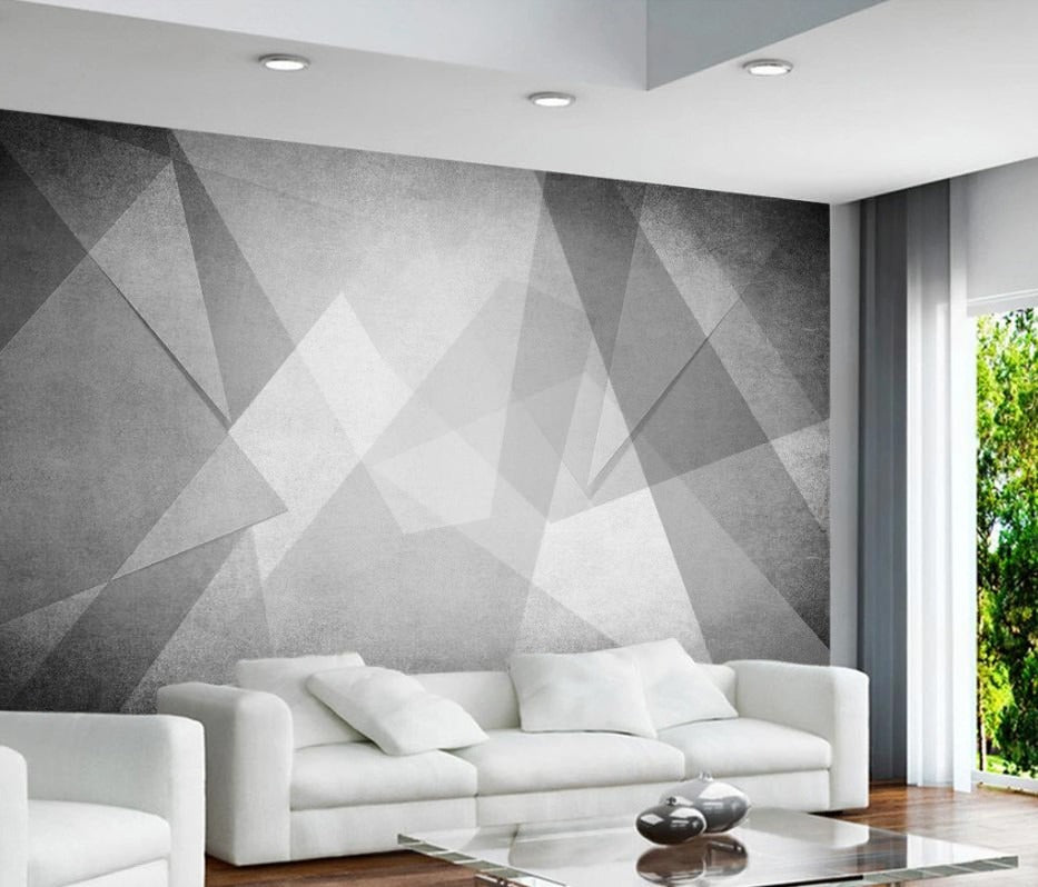 Fototapete in Grautönen mit abstraktem geometrischem Muster „Graue Formenpoesie“