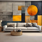 Abstrakte Fototapete mit geometrischem Muster in Grau-Orange „Sonnengeometrie“