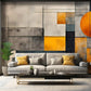 Abstrakte Fototapete mit geometrischem Muster in Grau-Orange „Sonnengeometrie“