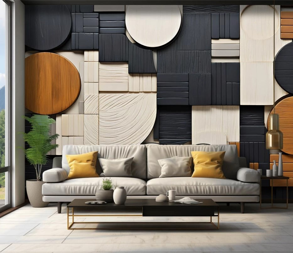 Abstrakte 3D-Fototapete mit geometrischem Muster „Geometrie in Raum“