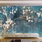 Blaue Fototapete mit Magnolienblüten im asiatischen Stil „Himmlische Magnolie“