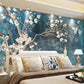 Blaue Fototapete mit Magnolienblüten im asiatischen Stil „Himmlische Magnolie“