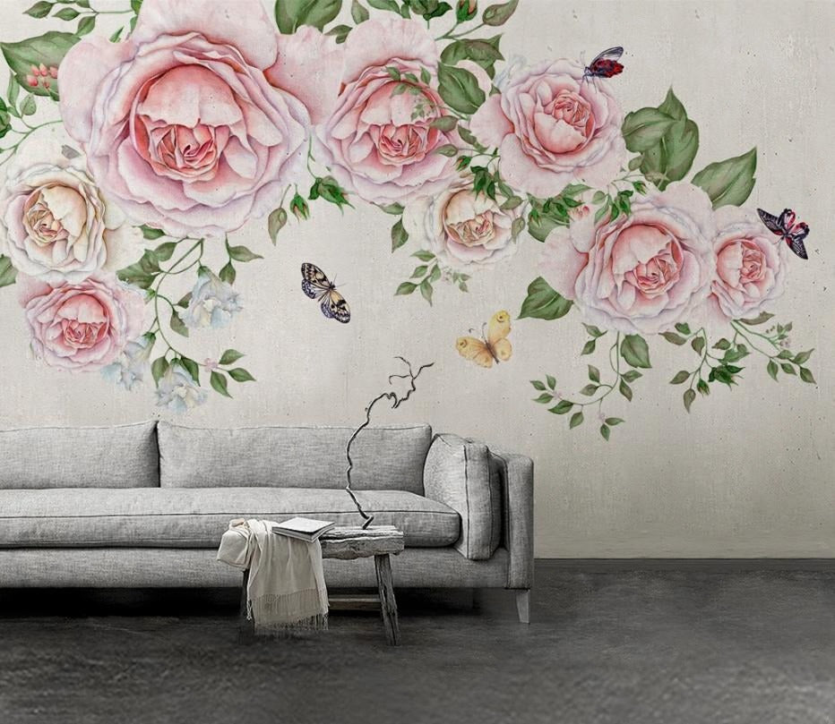 Selbstklebende Fototapete mit Rosen „Rosentraum“