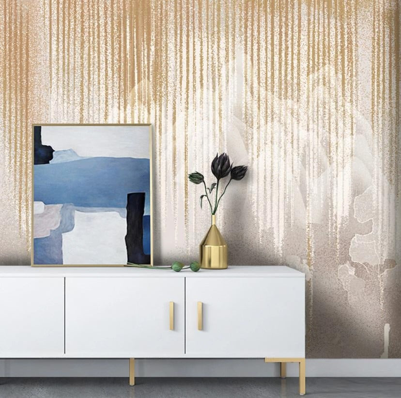 Abstrakte, selbstklebende Fototapete mit Goldakzenten „Goldene Eleganz“
