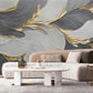 Abstrakte 3D Fototapete in Grau-Gold „Graue Eleganz“