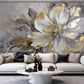 Fototapete mit großer goldener 3D-Blume „Grau-Goldene Blüte“