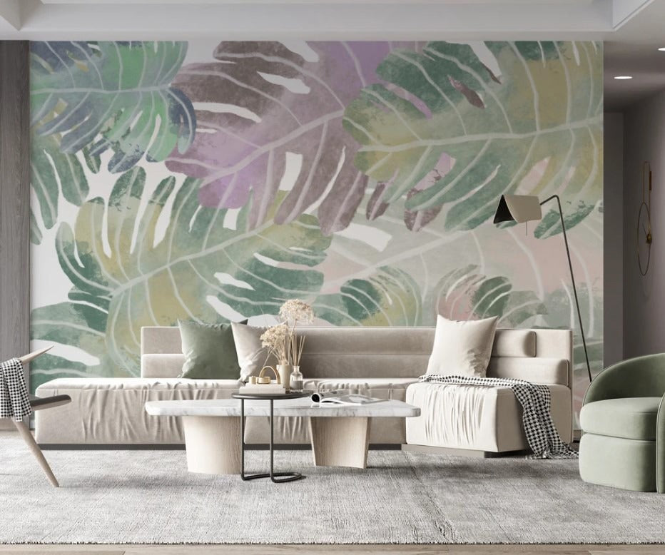 Große Monstera-Blätter Tapete, tropische Wandgestaltung „Monstera Paradies“