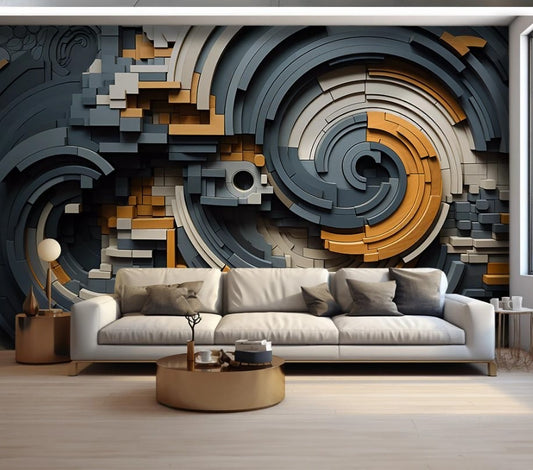 Abstrakte 3D-Wandtapete, modern, selbstklebend für Wohnzimmer und Büro „Struktur“