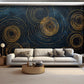 Abstrakte Fototapete mit goldenen Kreisen, geometrisch, modern, selbstklebend für Wohnzimmer und Schlafzimmer „Goldkreis“