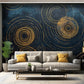 Abstrakte Fototapete mit goldenen Kreisen, geometrisch, modern, selbstklebend für Wohnzimmer und Schlafzimmer „Goldkreis“
