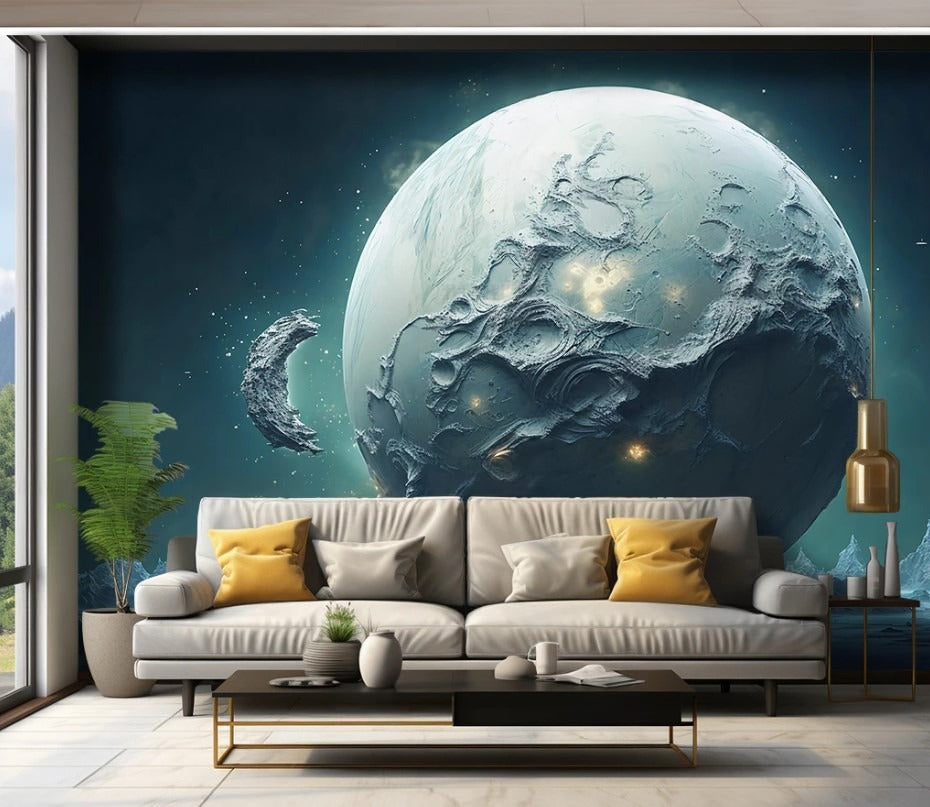 Moderne Fototapete, Weltraumthema, Erde-Motiv, 3D-Effekt, selbstklebend für Wohnzimmer und Büro „Erdenblick“