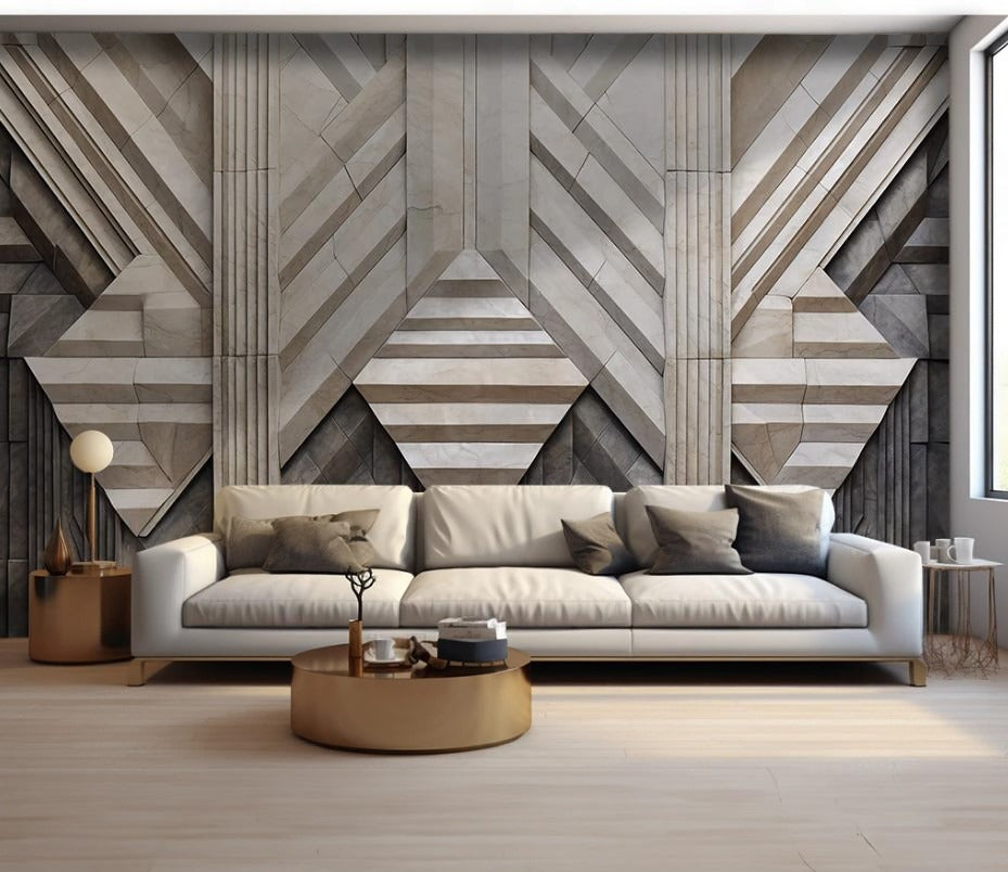 Abstrakte 3D-Wandtapete, modern, selbstklebend für Zuhause und Büro „Raumfluss“