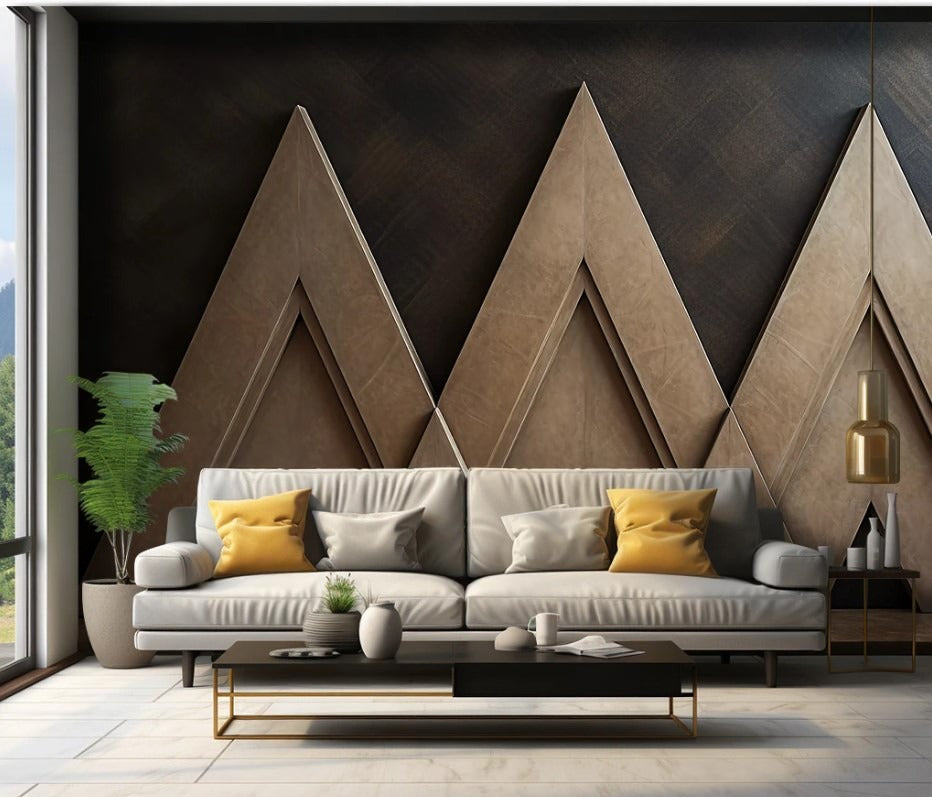 3D-Fototapete mit geometrischen Rechtecken, modern, selbstklebend für Wohnzimmer und Büro „Formenrelief“