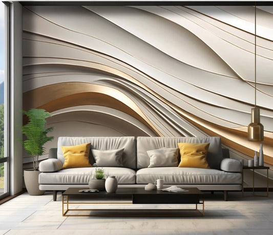 Designer-Fototapete mit abstraktem Muster, 3D-Effekt, fließende Linien, modern für Wohnzimmer und Büro „Linienfluss“