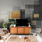 Geometrische Fototapete in Grautönen, modern, selbstklebend für Büro und Wohnzimmer „Grauform“