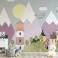 Kinder-Fototapete mit Bergen, niedlich, sanft, selbstklebend für Kinderzimmer „Bergland“