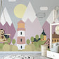 Kinder-Fototapete mit Bergen, niedlich, sanft, selbstklebend für Kinderzimmer „Bergland“