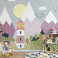 Kinder-Fototapete mit Bergen, niedlich, sanft, selbstklebend für Kinderzimmer „Bergland“