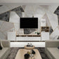 Moderne Fototapete mit abstraktem geometrischem Muster, stilvoll, selbstklebend für Wohnzimmer und Büro „Formenstil“