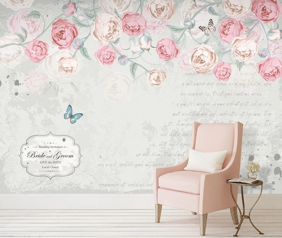 Blumen-Fototapete mit Rosen, elegant, modern für Schlafzimmer und Wohnzimmer „Rosenblüte“