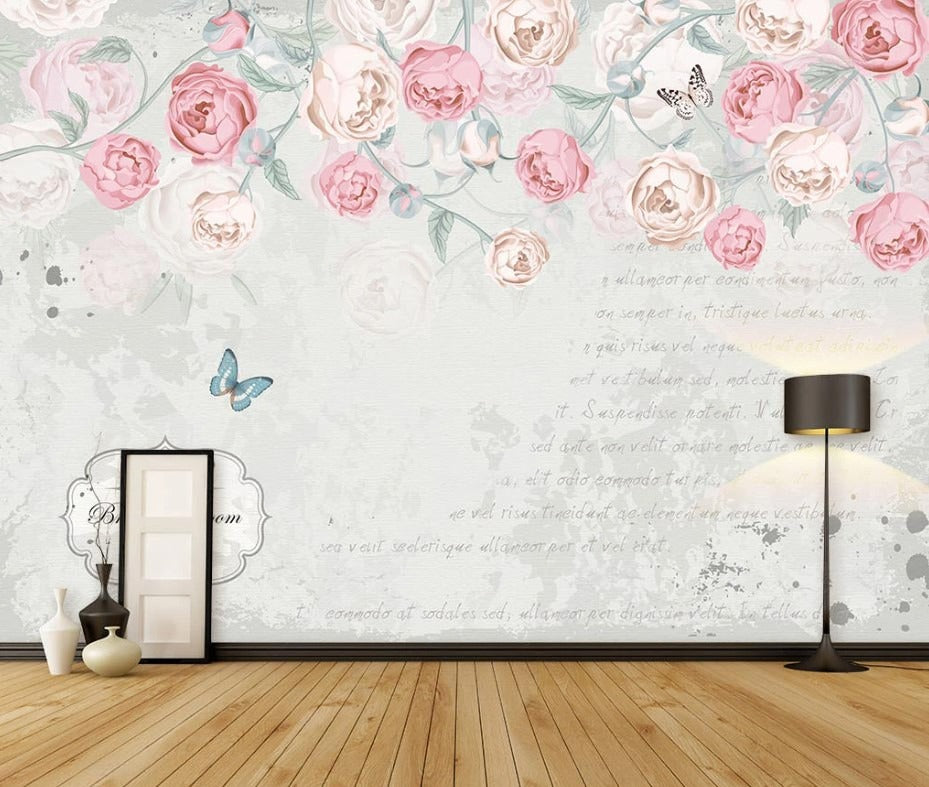 Blumen-Fototapete mit Rosen, elegant, modern für Schlafzimmer und Wohnzimmer „Rosenblüte“