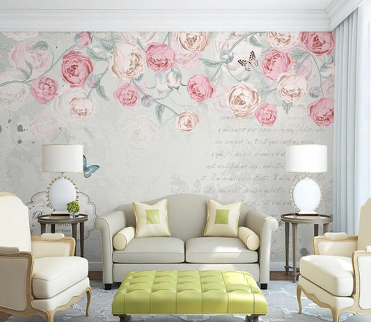 Blumen-Fototapete mit Rosen, elegant, modern für Schlafzimmer und Wohnzimmer „Rosenblüte“