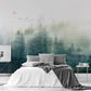 Fototapete im asiatischen Stil mit nebligem Wald, ruhig, stilvoll, selbstklebend für Schlafzimmer und Wohnzimmer „Nebelwald“
